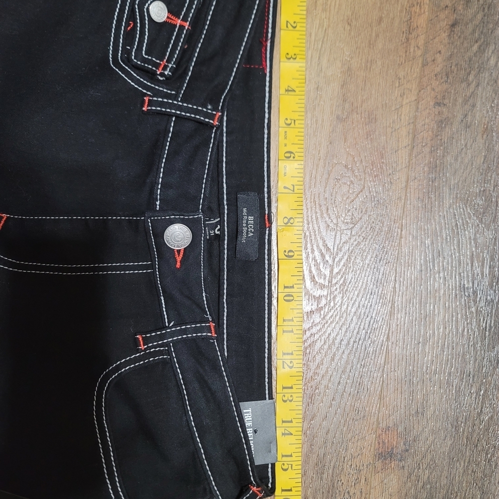 NWT True Religion Becca Mid Rise Bootcut Jeans Black Rinse Size 31 - Picture 5 of 8